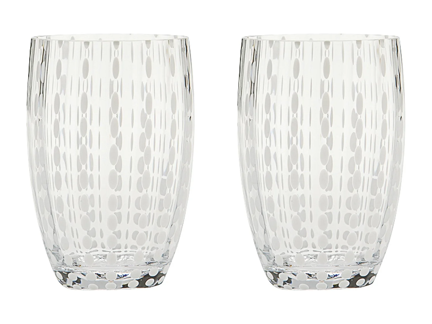 Zafferano Perle Verre Transparent - Verre soufflé à la bouche, 32 cl, fait main - Lot de 2 verresartisanaux pour eau ou cocktails