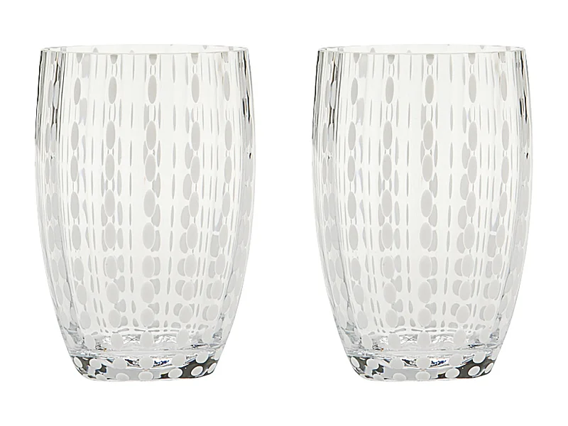 Zafferano Perle Transparentes Glas – mundgeblasenes farbiges Glas, 32 cl, handgefertigt – Set mit 2 handgefertigten Bechern für Wasser oder Cocktails