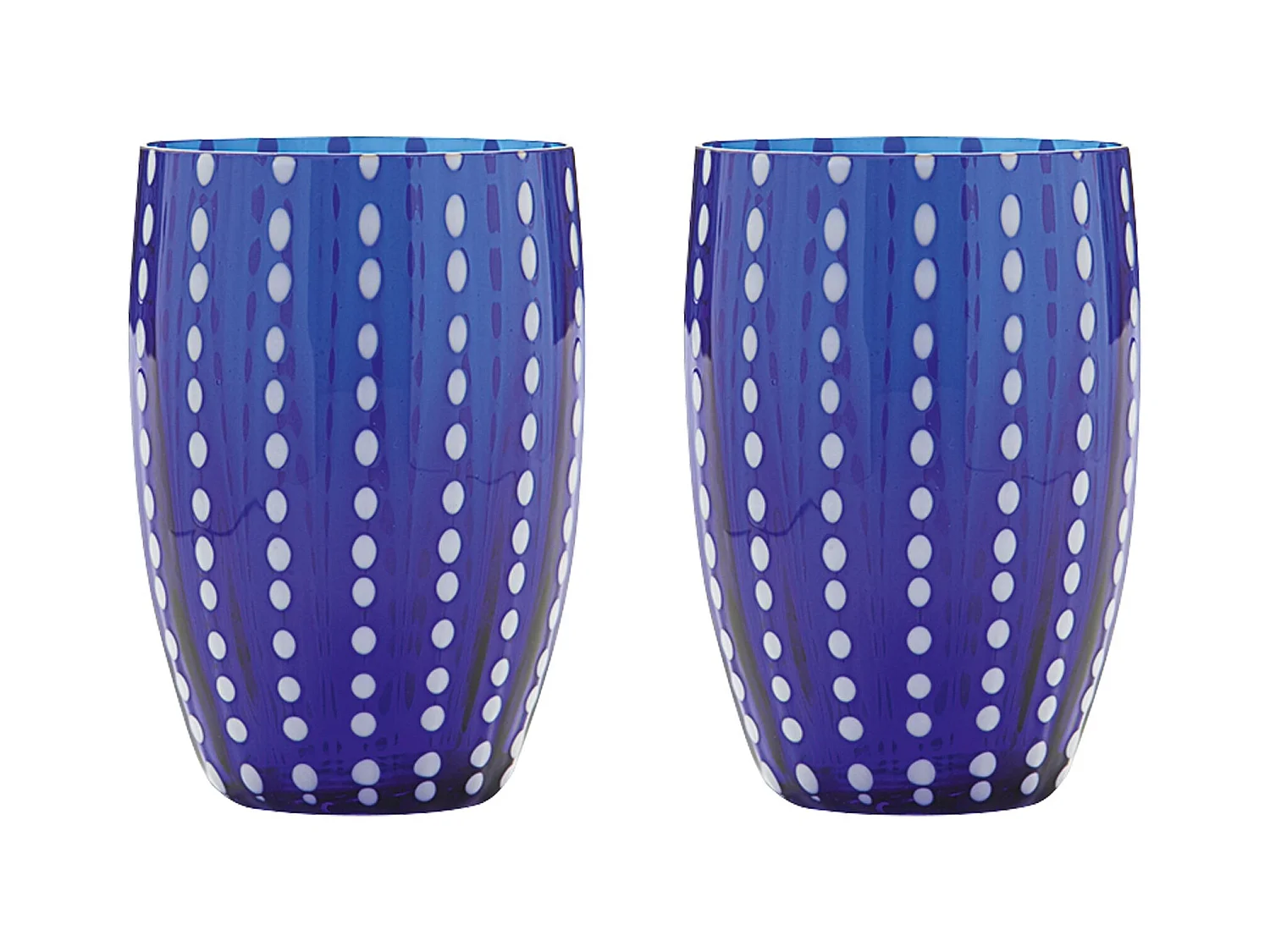 Zafferano Perle Blue Glass - Verre soufflé à la bouche coloré, 32 cl, fait main - Set de 2 verresartisanaux pour eau ou cocktails