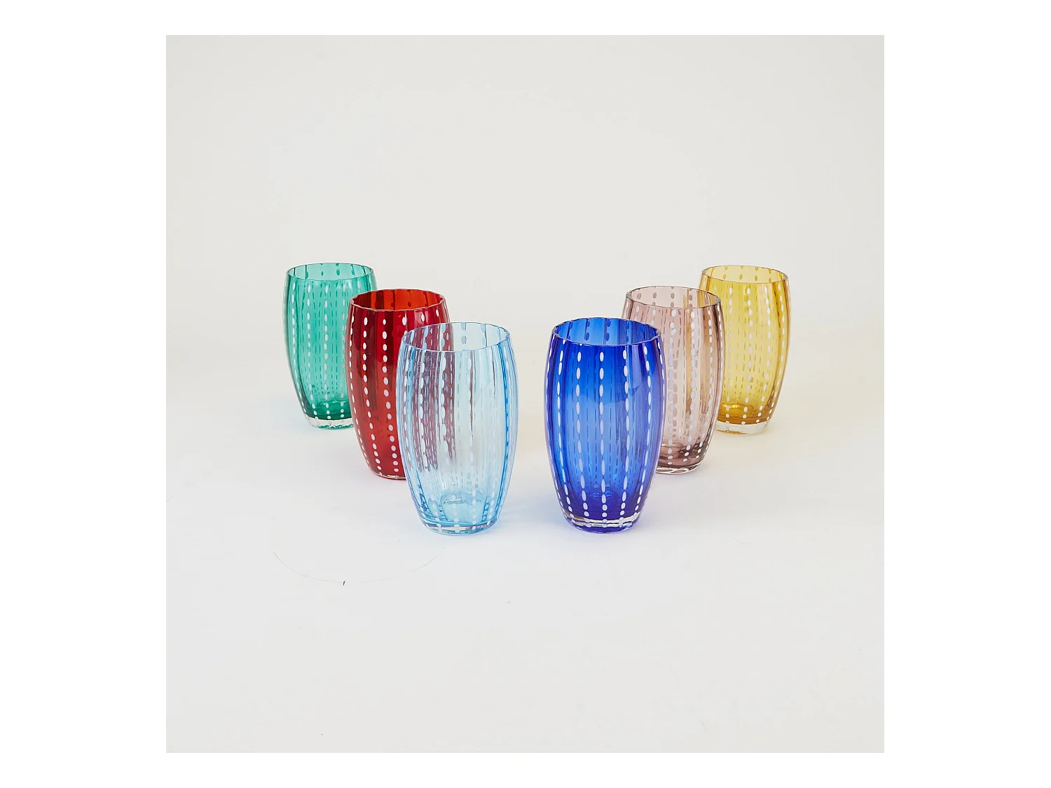 Zafferano Perle Bicchiere Blu - Vetro Colorato Soffiato a Bocca, 32 cl, Lavorato a Mano - Set da 2 Tumblers Artigianali per Acqua o Cocktail