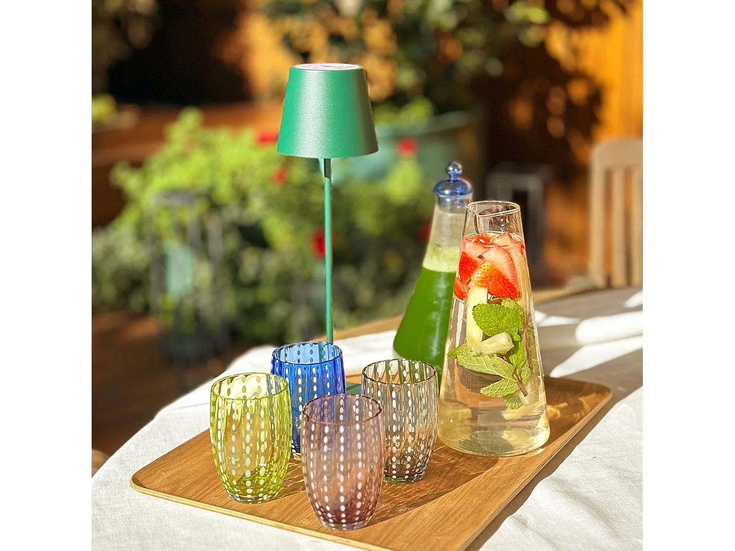 Vaso Zafferano Perle Azul - Vidrio Soplado con Color, 32 cl, Hecho a Mano - Juego de 2 Vasos Artesanos para Agua o Cócteles