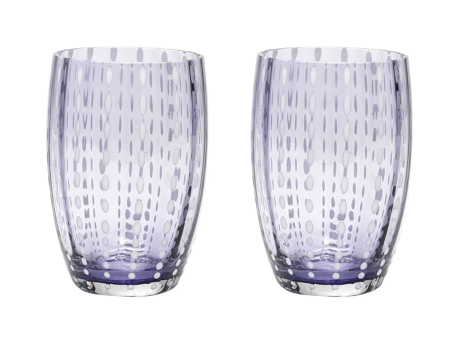 Zafferano Perle Lavender Glass - szkło kolorowe dmuchane ustnie, 32 cl, ręcznie robione - zestaw 2 kieliszków Artisan do wody lub koktajli