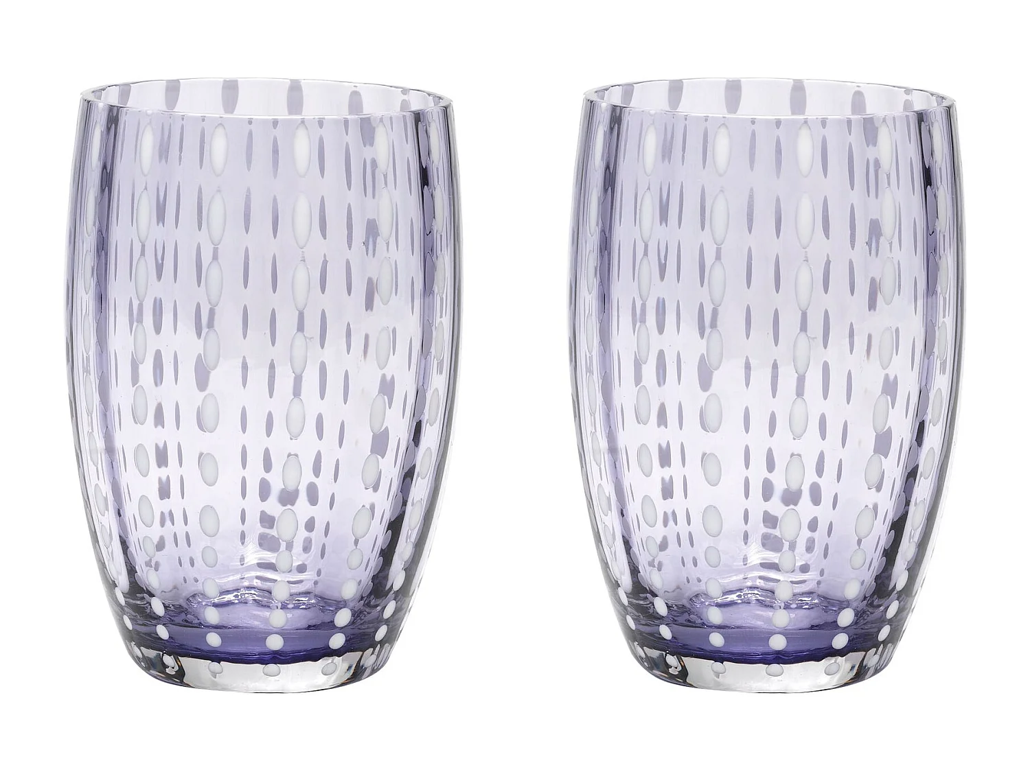 Zafferano Perle Verre Lavande - verre soufflé 32cl, fait main, set de 2 verres artisanaux pour eau ou cocktails, design unique