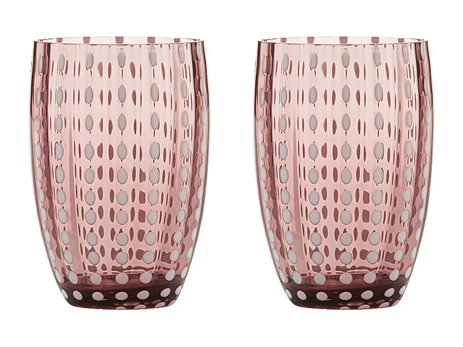 Zafferano Perle Verre Améthyste - Verre Soufflé Bouche Coloré, 32 cl, Fait Main - Lot de 2 verresArtisan pour Eau ou Cocktails