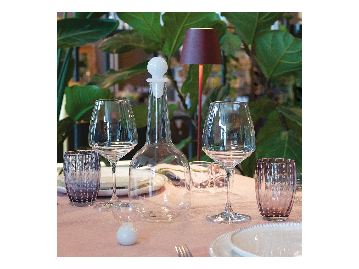 Zafferano Perle Verre Améthyste - Verre Soufflé Bouche Coloré, 32 cl, Fait Main - Lot de 2 verresArtisan pour Eau ou Cocktails