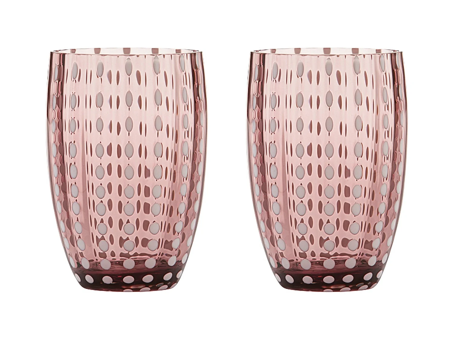 Zafferano Perle Amethyst Glass - szkło kolorowe dmuchane ustnie, 32 cl, ręcznie robione - zestaw 2 kieliszków Artisan do wody lub koktajli