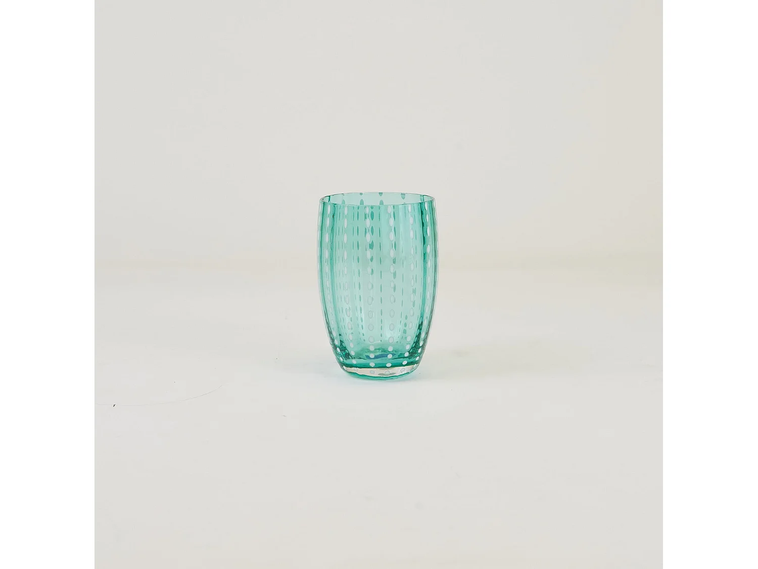 Zafferano Perle Green Glass - Verre soufflé à la bouche, 32 cl, fait main - Lot de 2 verresartisanaux pour eau ou cocktails