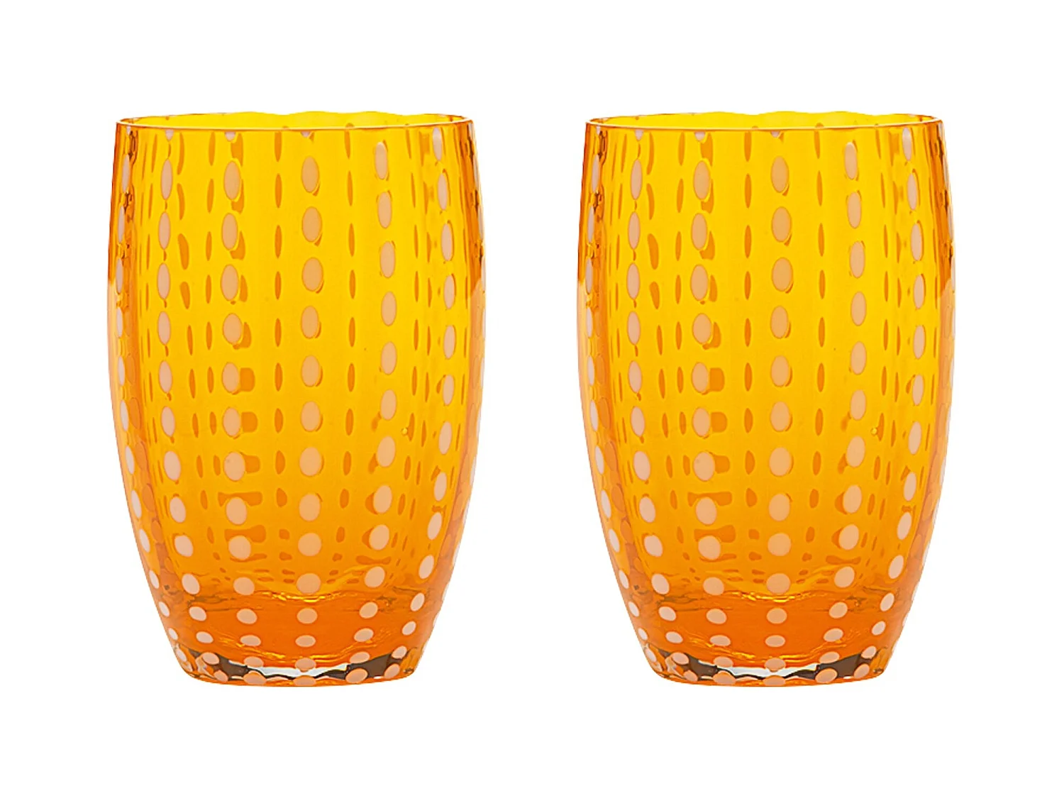 Zafferano Perle Orange Glass - szkło kolorowe dmuchane ustnie, 32 cl, ręcznie robione - zestaw 2 kieliszków Artisan do wody lub koktajli