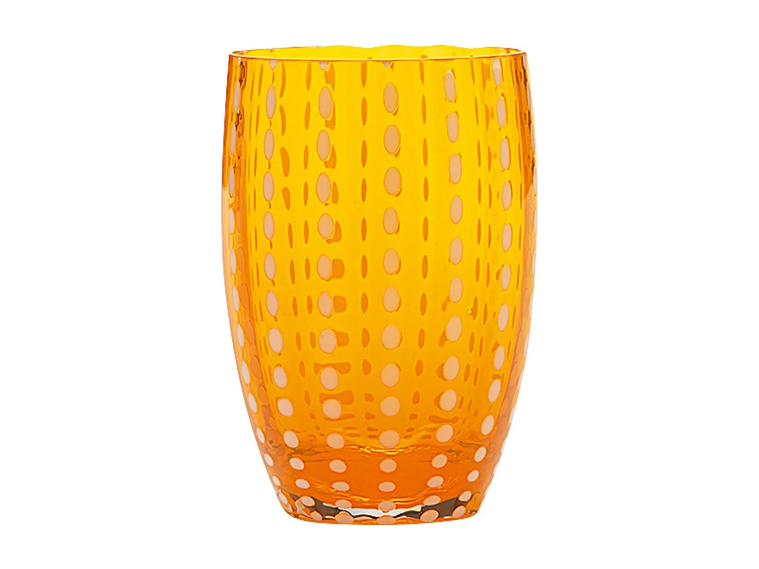 Vaso Zafferano Perle Naranja - Vidrio Soplado con Color, 32 cl, Hecho a Mano - Juego de 2 Vasos Artesanos para Agua o Cócteles