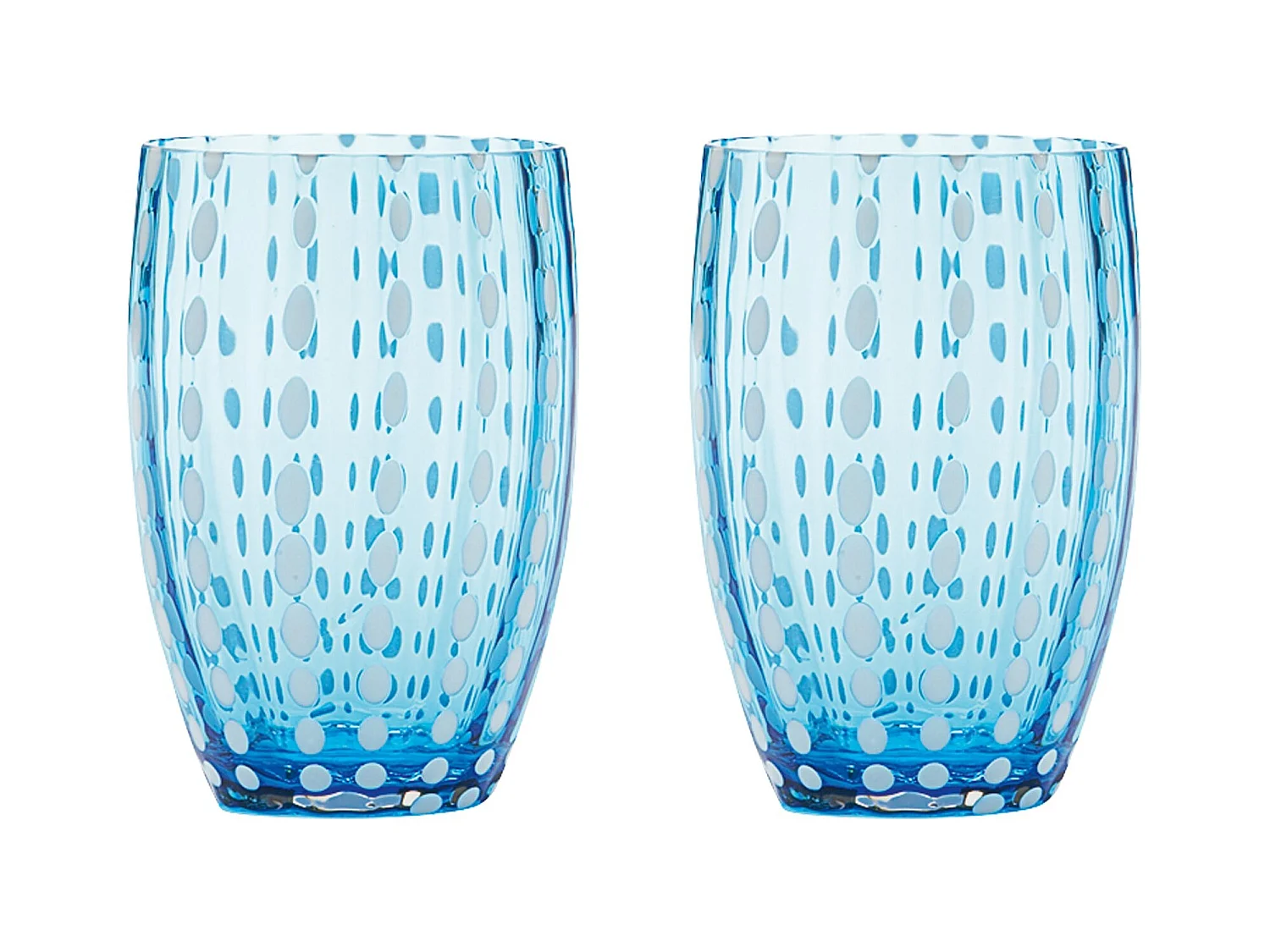 Zafferano Perle Verre Aquamarine – verre soufflé 32cl, fait main, set de 2 verres artisanaux pour eau ou cocktails, élégant
