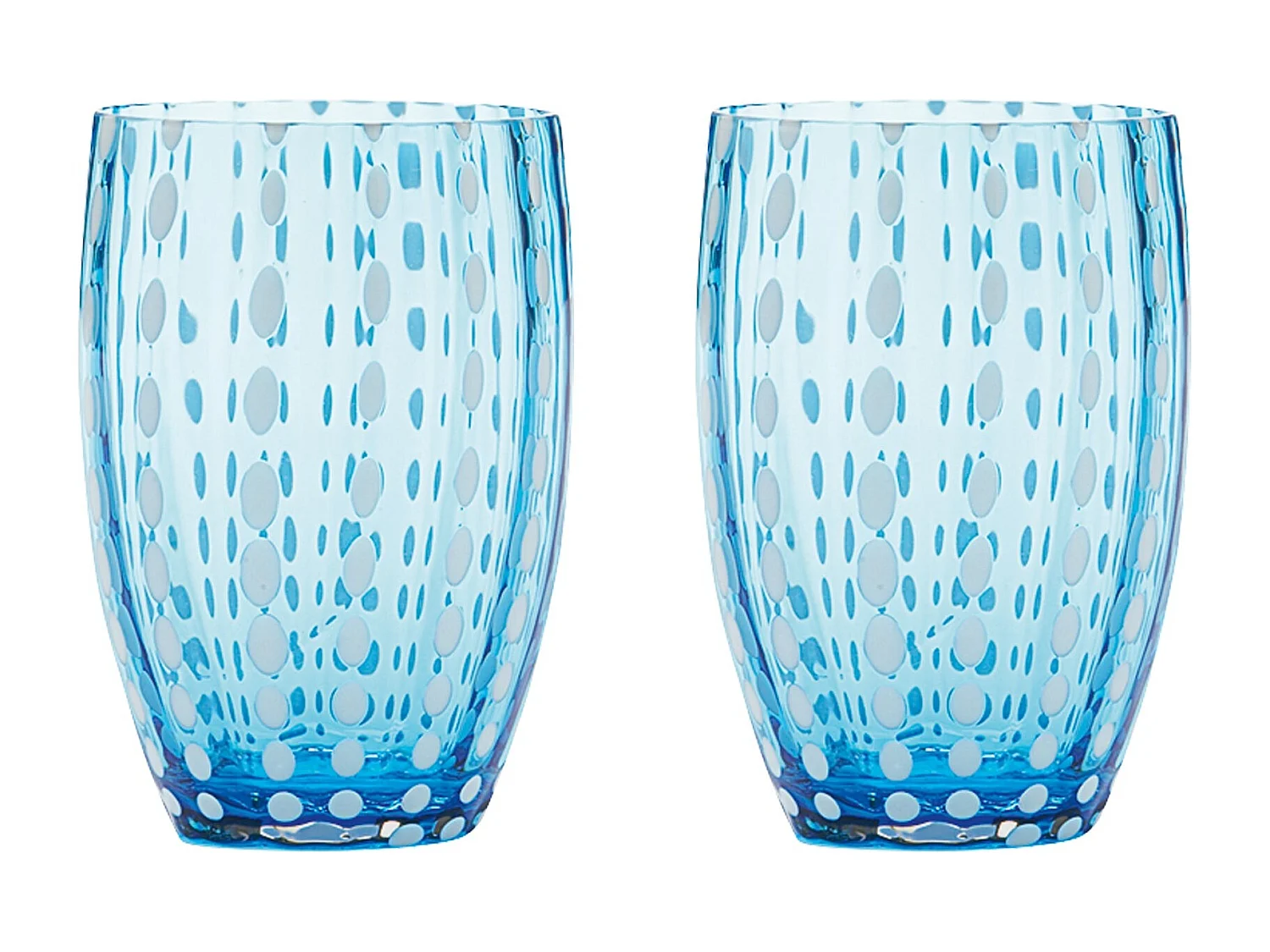 Zafferano Perle Verre Aquamarine - verre soufflé 32cl, fait main, set de 2 verres artisanaux pour eau ou cocktails, élégant