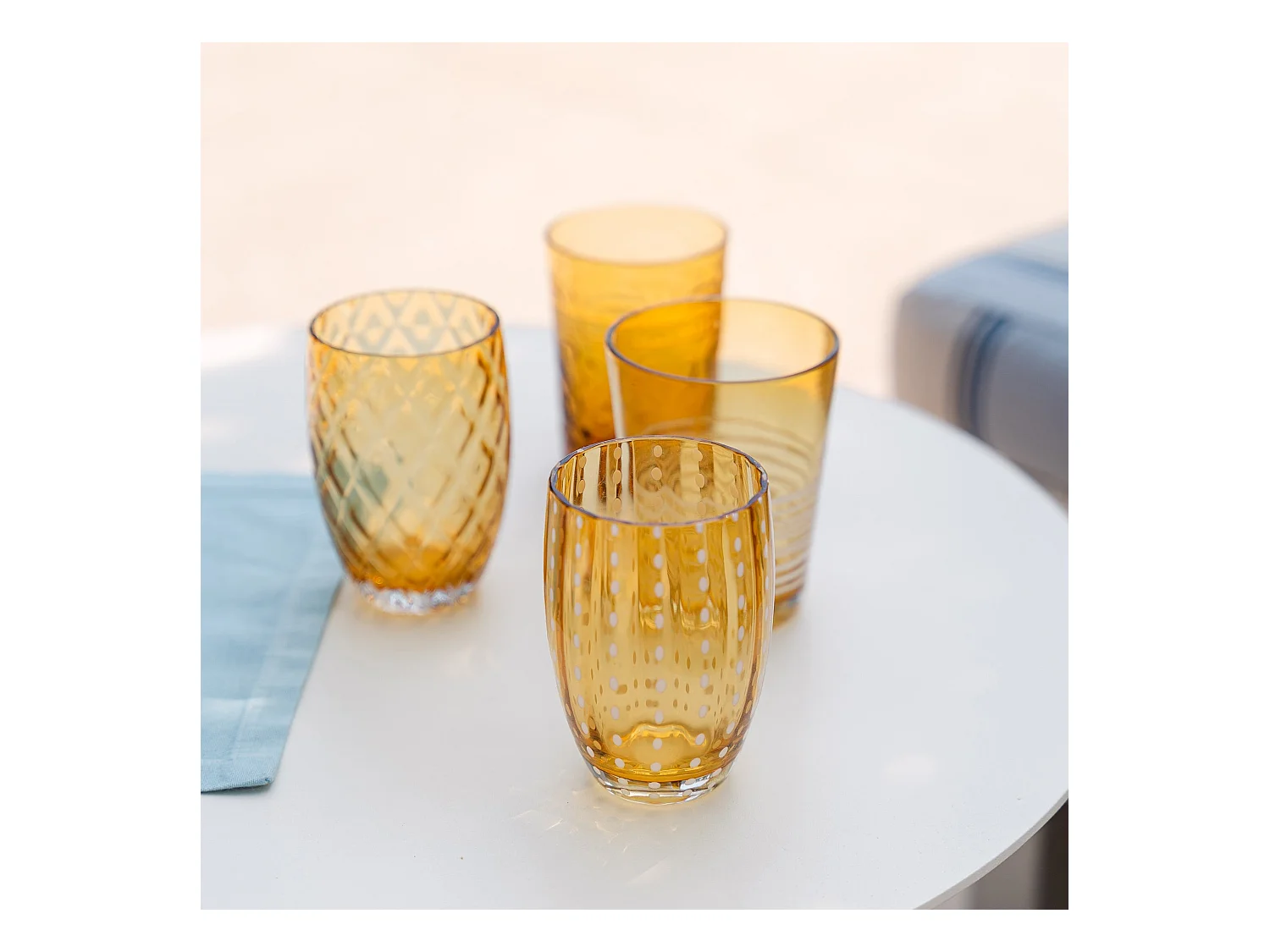 Zafferano Melting Pot x6 verres unicolores – Ambre, verre soufflé main 32cl, artisanaux, design chaleureux, pour cocktails