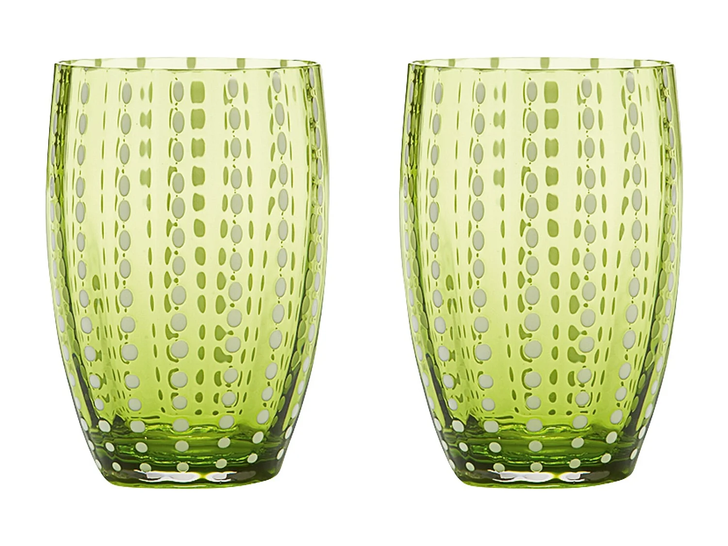 Zafferano Perle Couleurs Mélangées 2 - lot de 6 verres soufflés bouche 32cl, faits main, artisanaux, pour eau ou cocktails