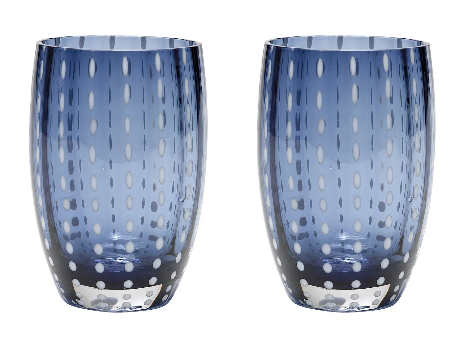 Zafferano Perle Couleurs Mélangées 2 - lot de 6 verres soufflés bouche 32cl, faits main, artisanaux, pour eau ou cocktails