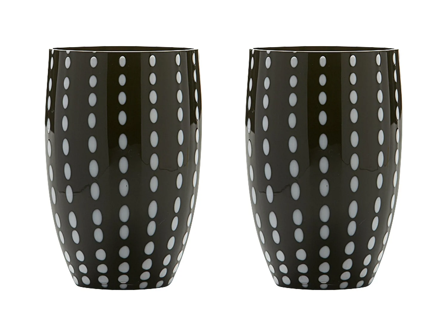 Zafferano Perle Black Glass - szkło kolorowe dmuchane ustnie, 32 cl, ręcznie robione - zestaw 2 kieliszków Artisan do wody lub koktajli