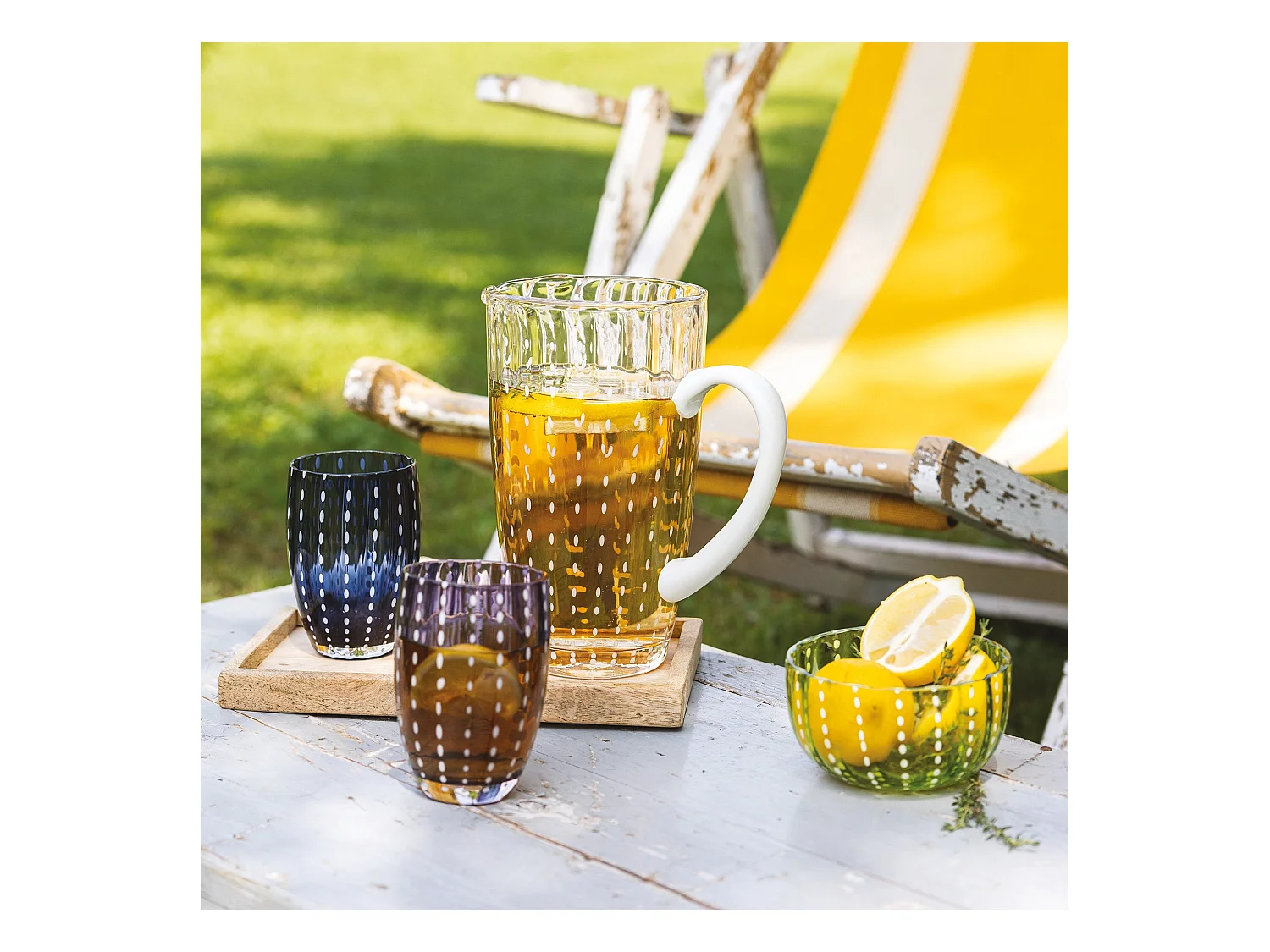 Zafferano Perle Glass Blue Grey - Verre soufflé à la bouche, 32 cl, fait main - Set de 2 verresartisanaux pour eau ou cocktails