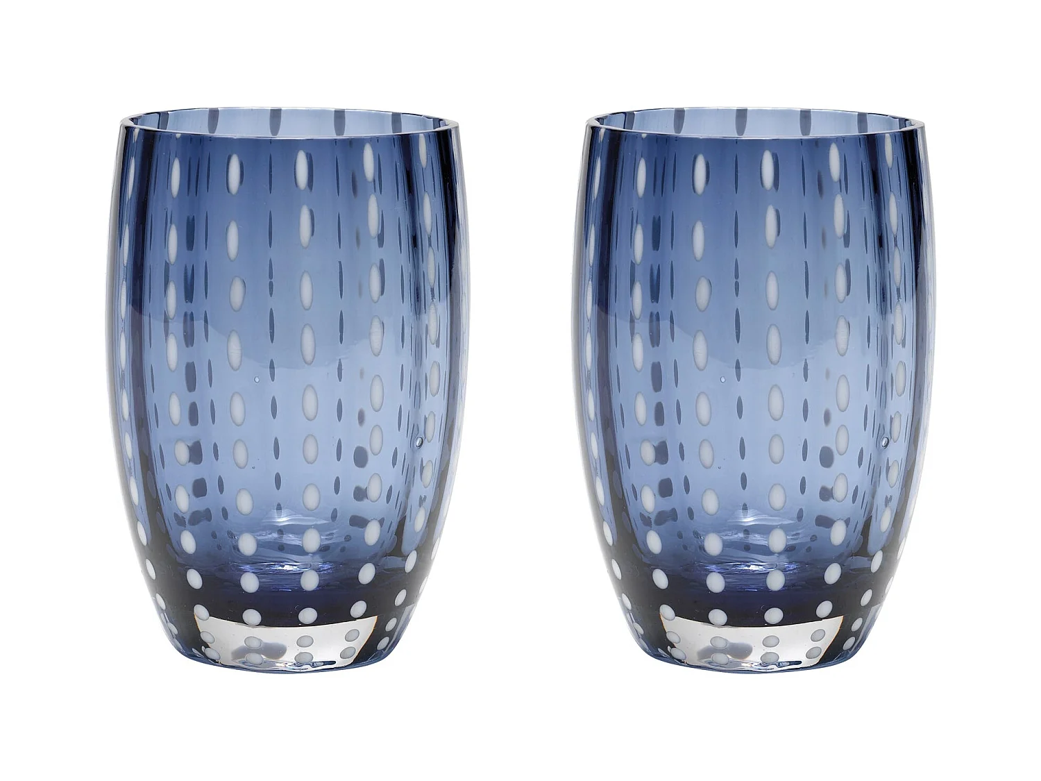 Zafferano Perle Glass Blue Grey - szkło kolorowe dmuchane ustnie, 32 cl, ręcznie robione - zestaw 2 kieliszków Artisan do wody lub koktajli