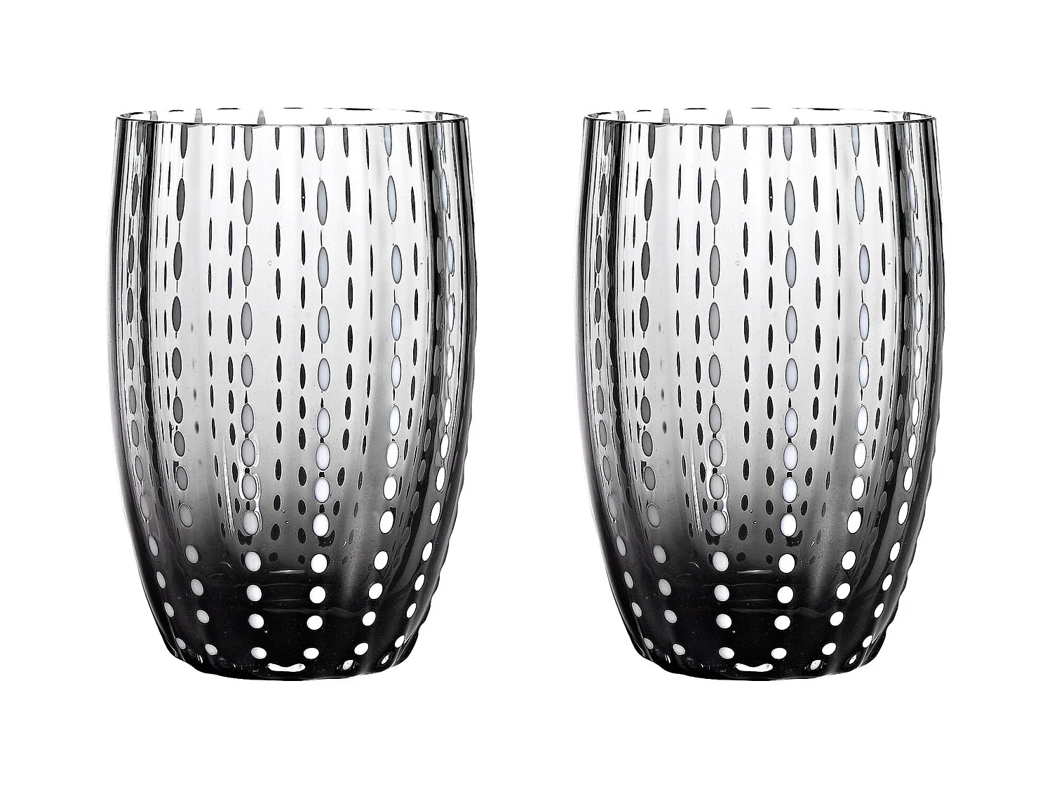Zafferano Perle Glass Grey - szkło kolorowe dmuchane ustnie, 32 cl, ręcznie robione - zestaw 2 kieliszków Artisan do wody lub koktajli