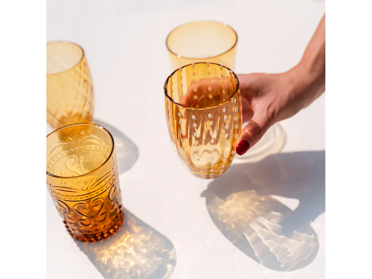 Zafferano Perle Amber Glass - Verre soufflé à la bouche, 32 cl, fait main - Set de 2 verresartisanaux pour eau ou cocktails