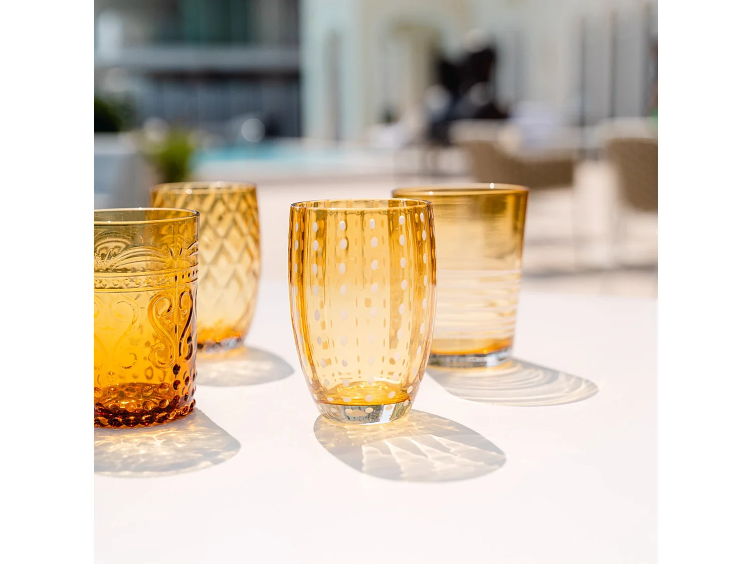 Zafferano Perle Amber Glass - Verre soufflé à la bouche, 32 cl, fait main - Set de 2 verresartisanaux pour eau ou cocktails