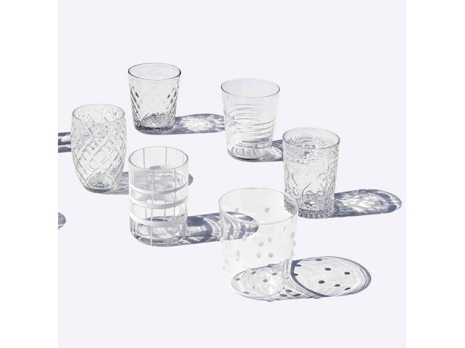Zafferano Melting Pot x6 verres unicolores – Transparent, verre soufflé main 32cl, artisanaux pour eau ou cocktails, élégants