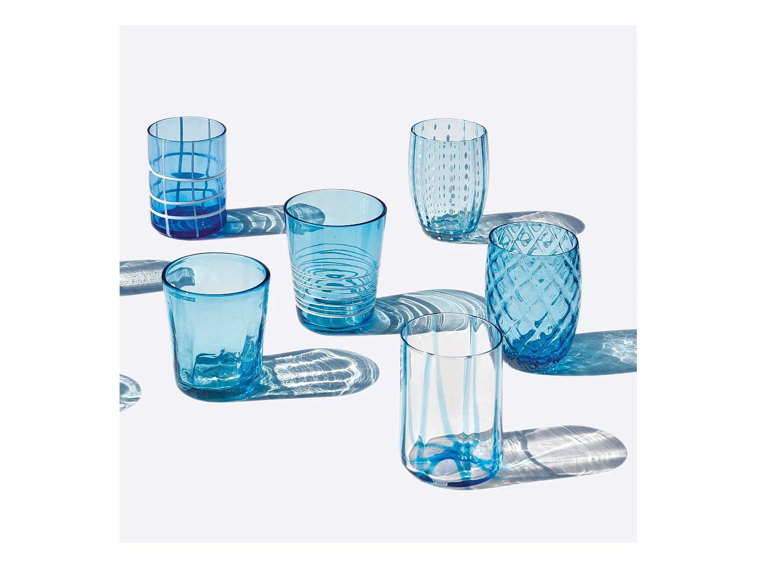 Zestaw 6 szklanek do topienia Zafferano Melting Pot w jednym kolorze - Akwamaryn - Szkło dmuchane ręcznie, 32 cl - Artisan Tumblers do wody i koktajli