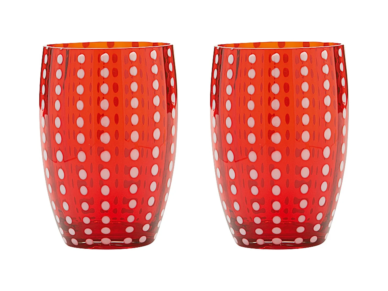 Zafferano Perle Red Glass - szkło kolorowe dmuchane ustnie, 32 cl, ręcznie robione - zestaw 2 kieliszków Artisan do wody lub koktajli