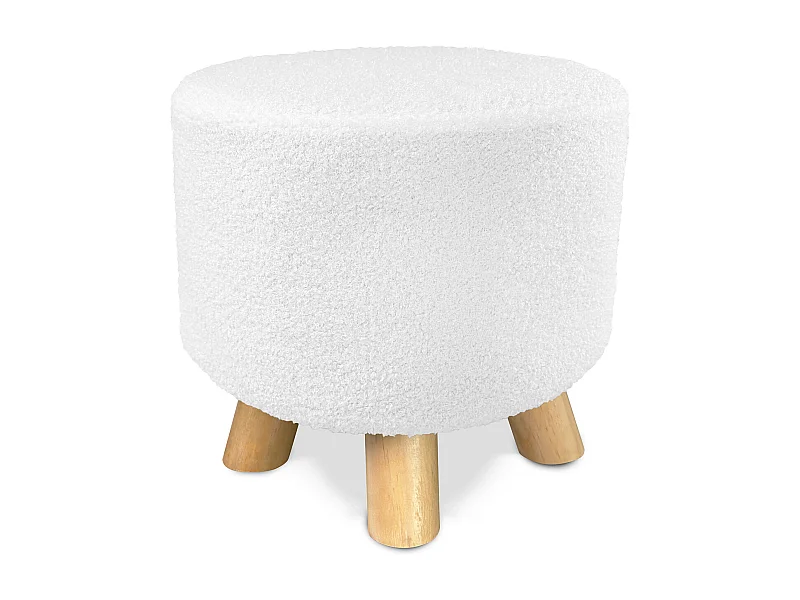 Pouf divano, pouf poggiapiedi bianco bouclè – Nemo