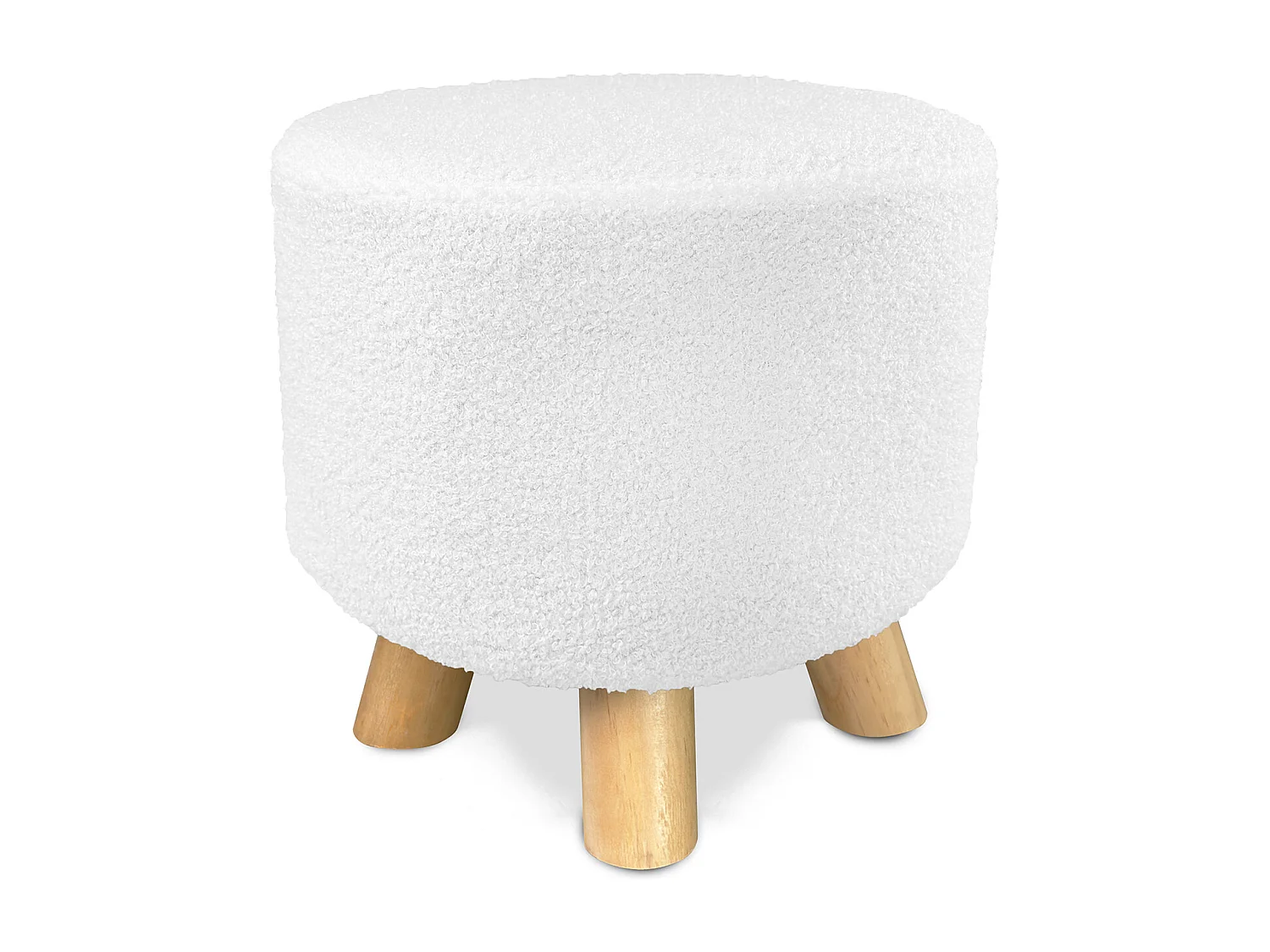 Pouf divano, pouf poggiapiedi bianco bouclè – Nemo