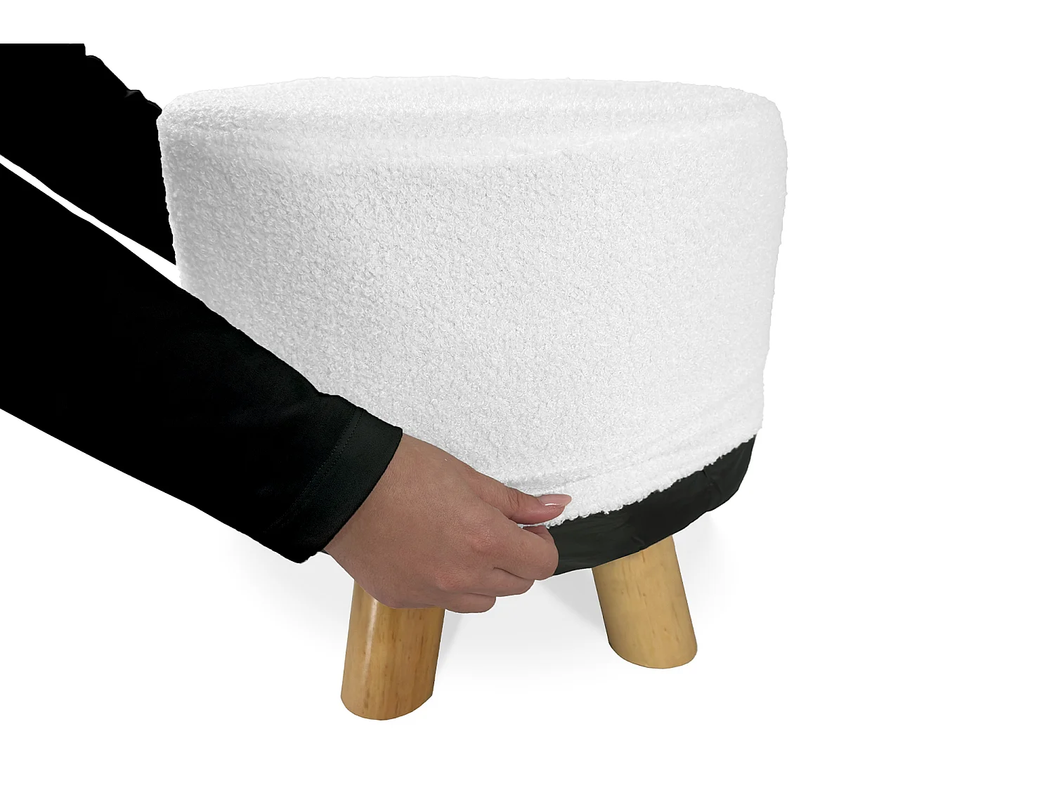 Pouf divano, pouf poggiapiedi bianco bouclè – Nemo
