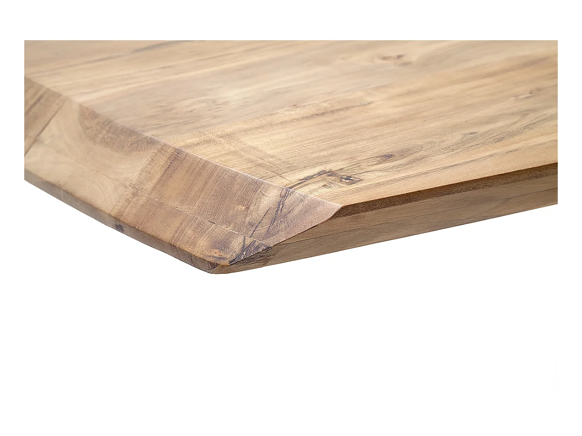 Table de salle à manger rectangulaire en bois d'acacia coloris naturel, pieds en métal anthracite antique - longueur 180 x hauteur 77 x profondeur 100 cm