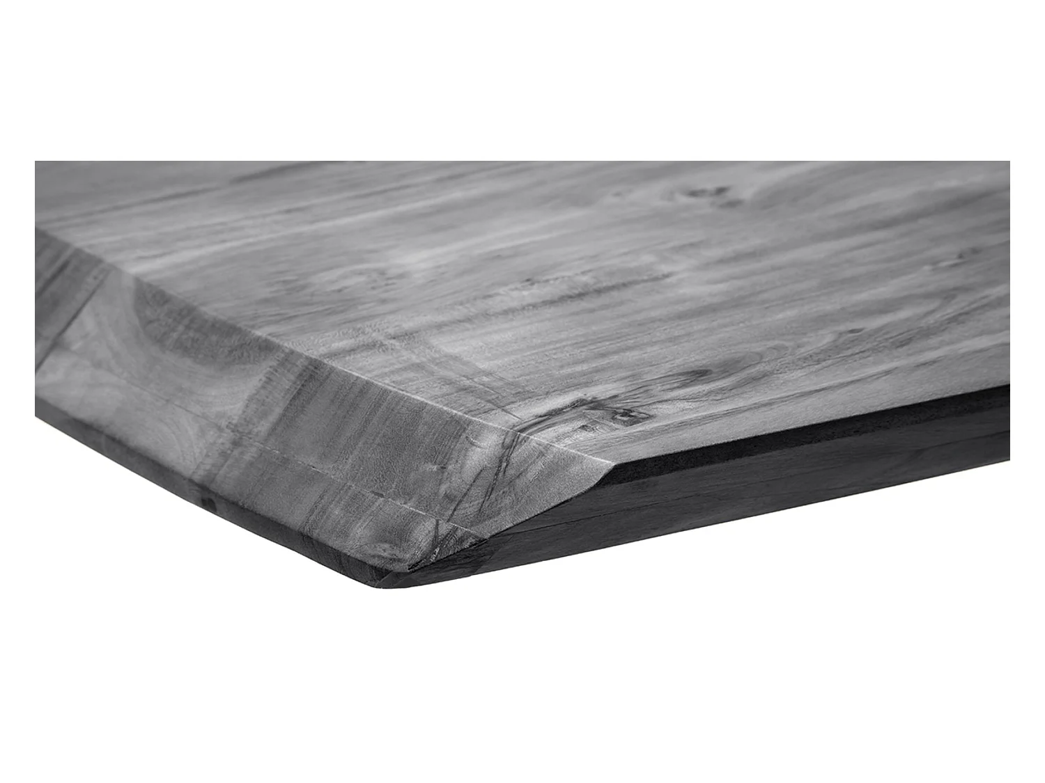 Table de salle à manger rectangulaire en bois d'acacia coloris gris, pieds croisés en métal anthracite antique - longueur 180 x hauteur 77 x profondeur 100 cm