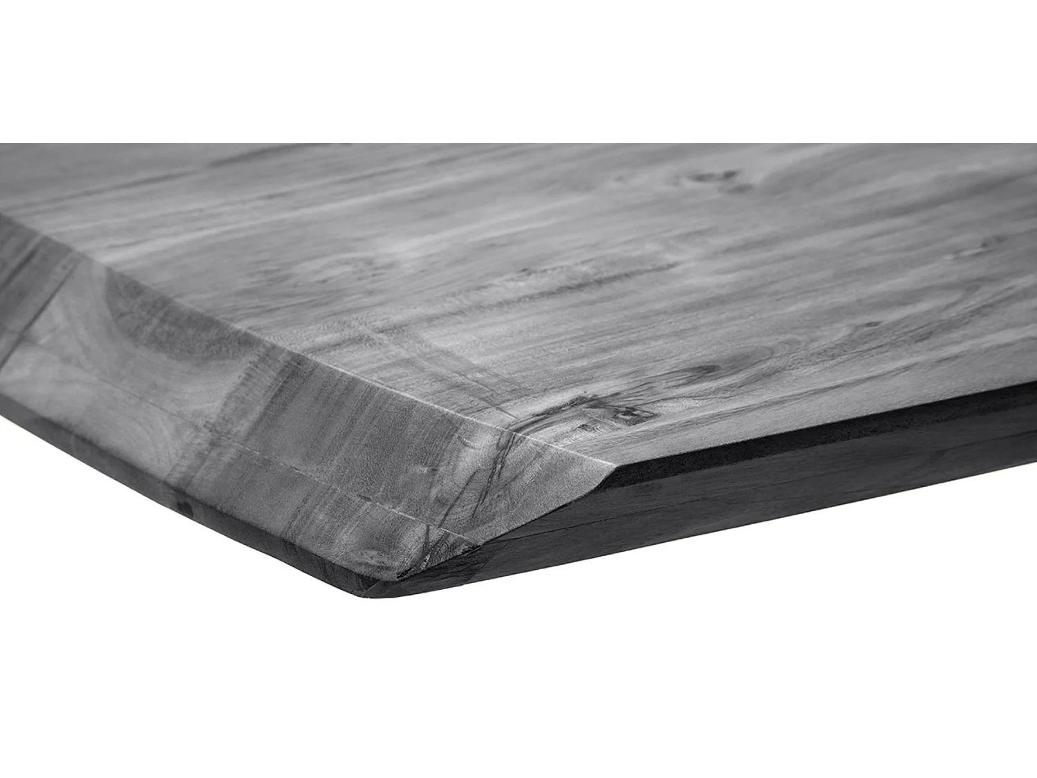 Table de salle à manger rectangulaire en bois d'acacia coloris gris, pieds croisés en métal anthracite antique - longueur 180 x hauteur 77 x profondeur 100 cm