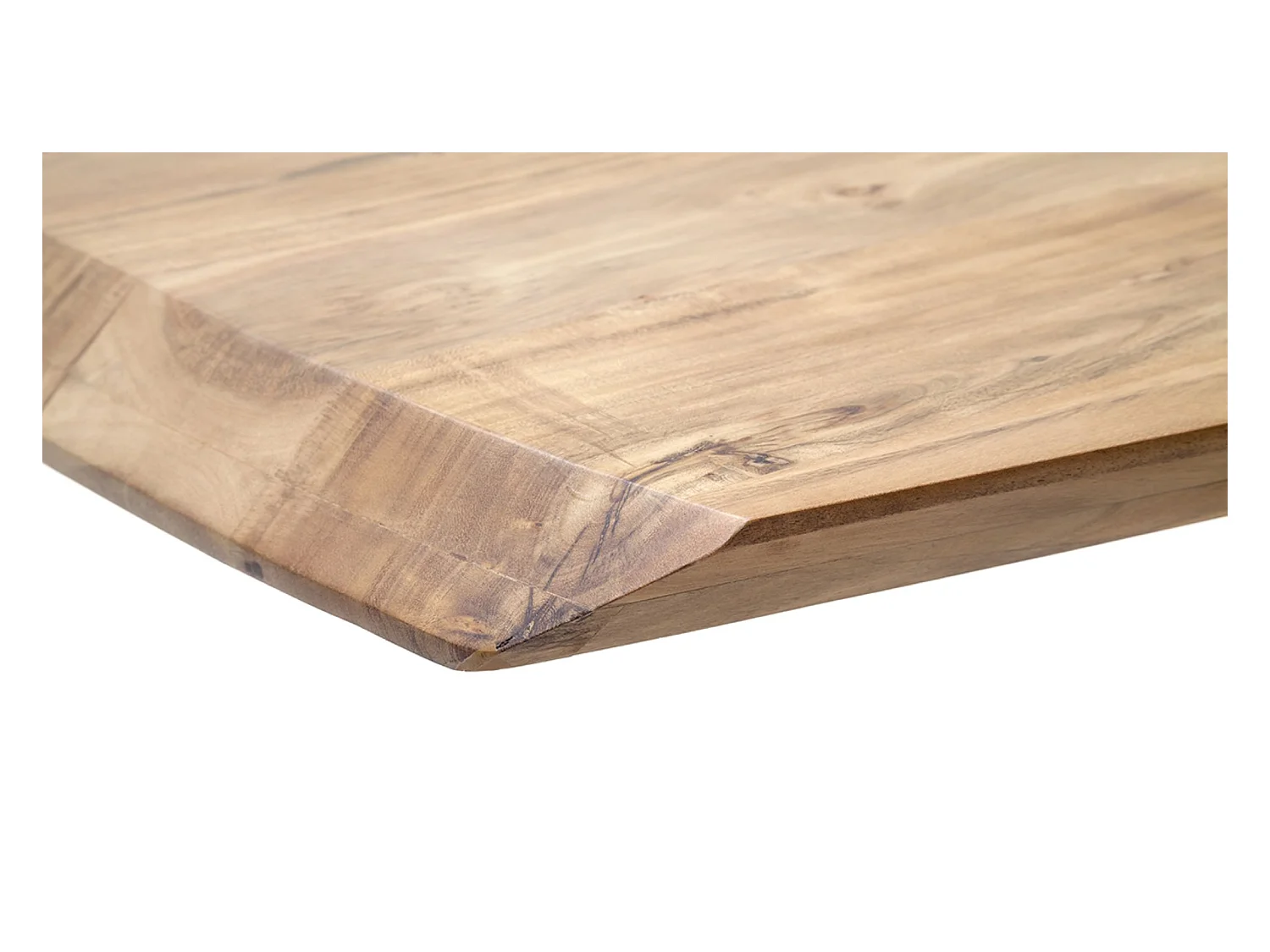 Table de salle à manger rectangulaire en bois d'acacia coloris naturel, pieds croisés en métal anthracite antique - longueur 200 x hauteur 77 x profondeur 100 cm