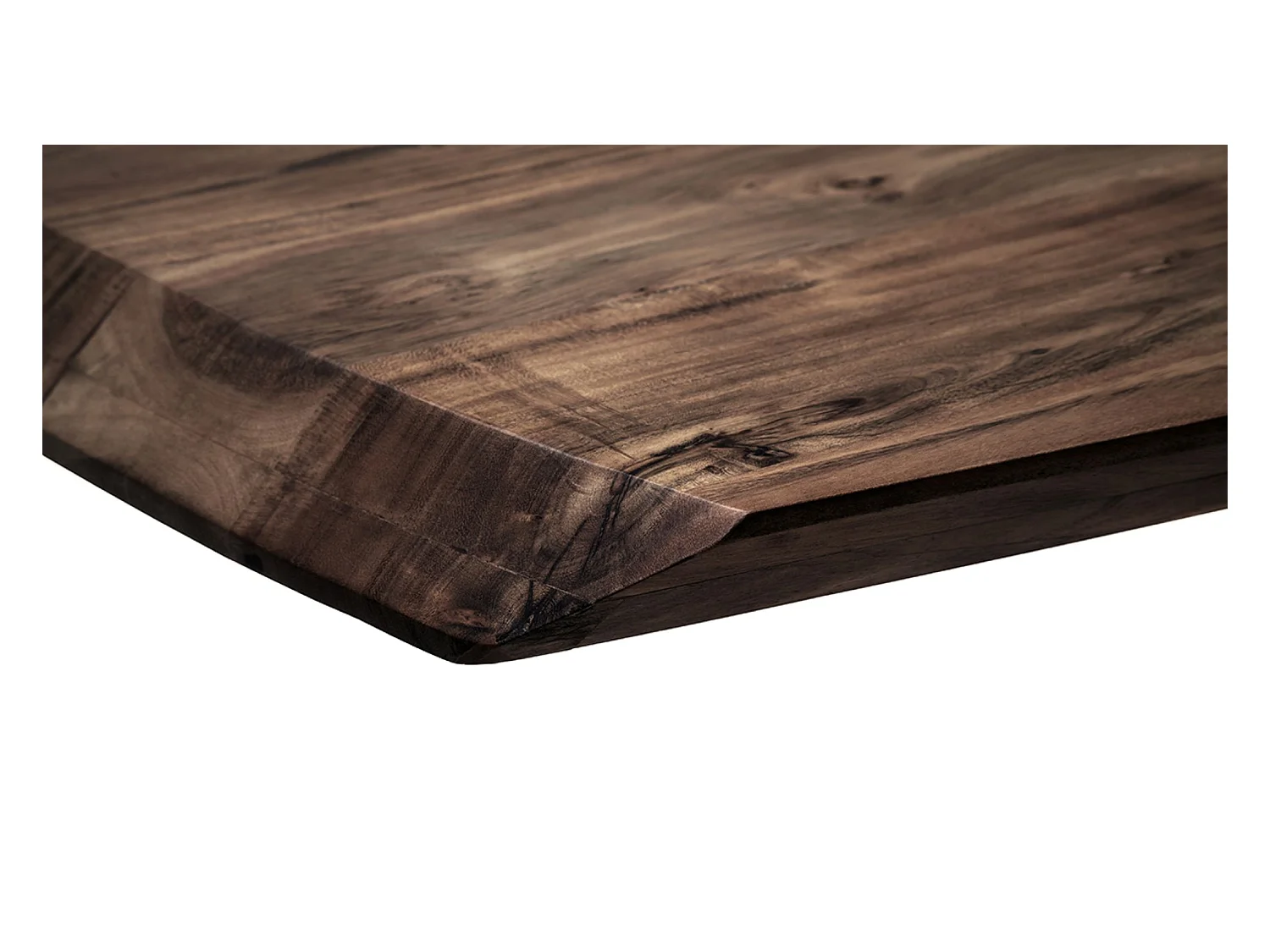 Table de salle à manger rectangulaire en bois d'acacia coloris noyer, pieds croisés en métal anthracite antique - longueur 220 x hauteur 77 x profondeur 100 cm