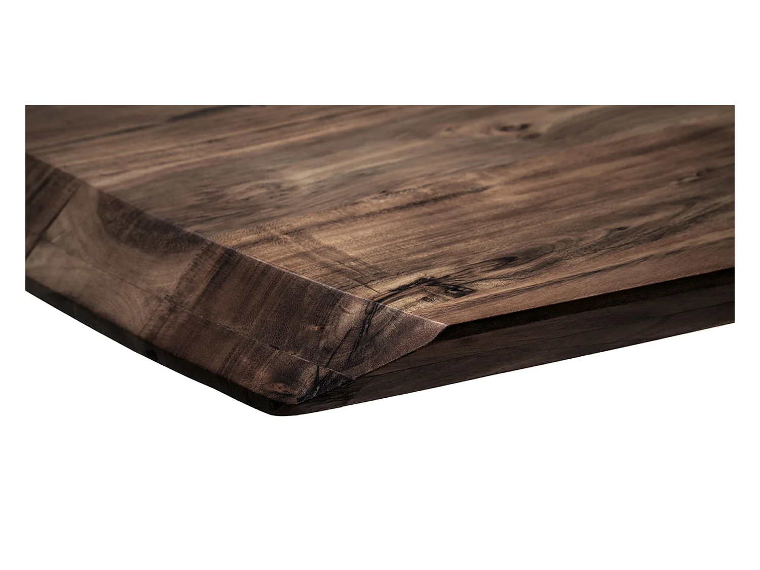 Table de salle à manger rectangulaire en bois d'acacia coloris noyer, pieds croisés en métal anthracite antique - longueur 200 x hauteur 77 x profondeur 100 cm