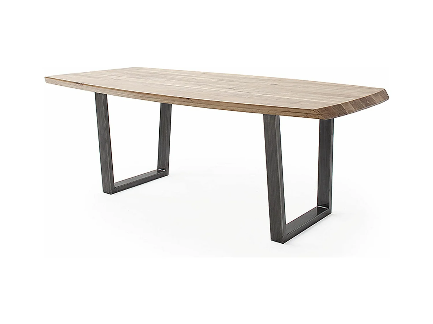 Table de salle à manger rectangulaire en bois d'acacia coloris naturel, pieds en métal anthracite antique - longueur 200 x hauteur 77 x profondeur 100 cm