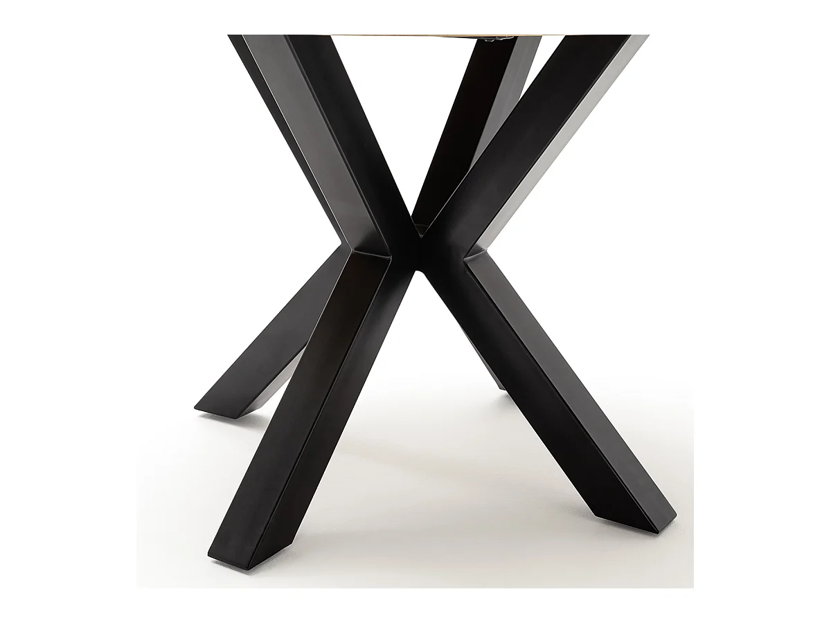 Table de salle à manger ronde en bois d'acacia coloris naturel, pieds en métal noir - diamètre 120 x hauteur 77 cm