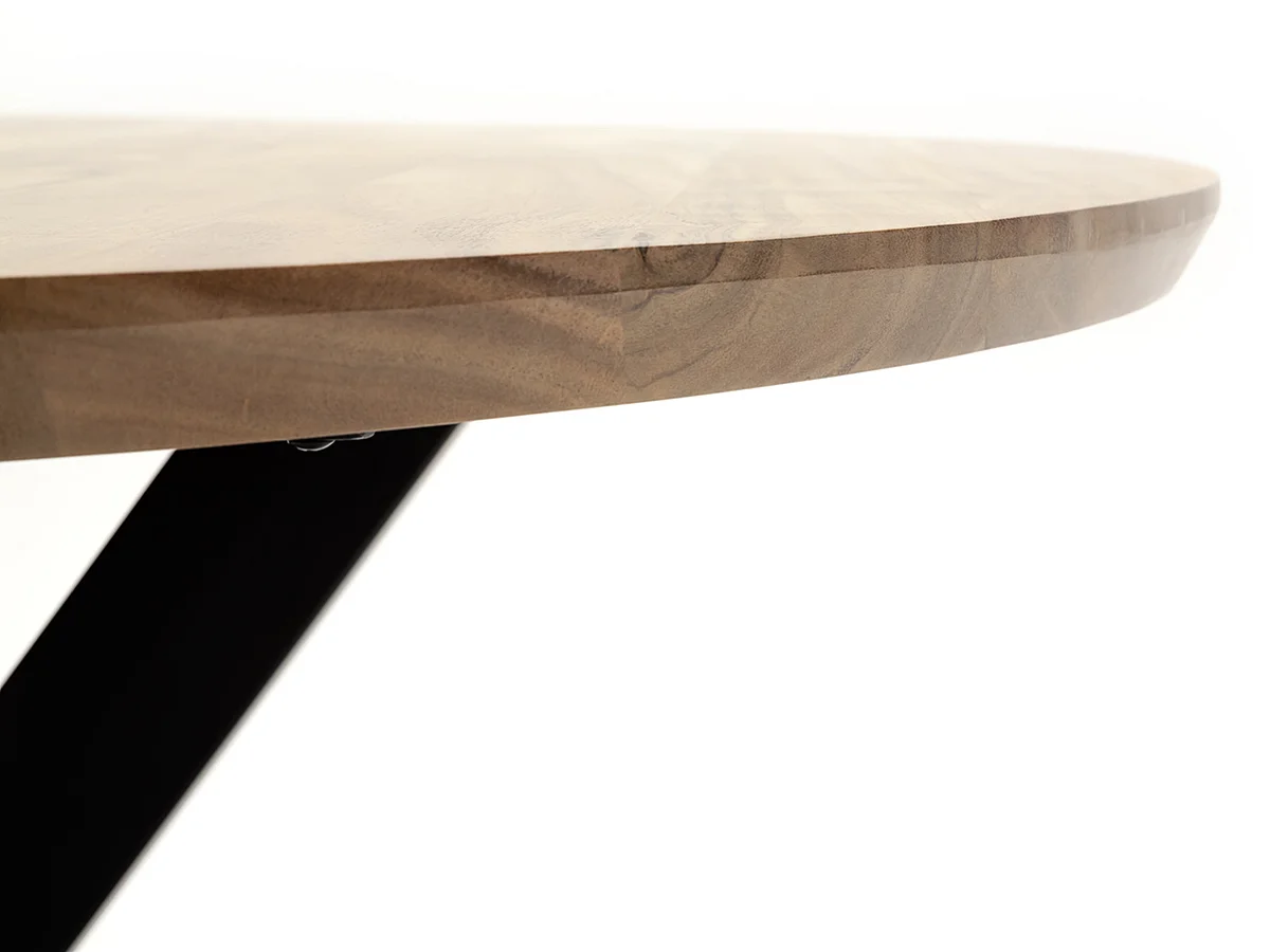 Table de salle à manger ronde en bois d'acacia coloris naturel, pieds en métal noir - diamètre 120 x hauteur 77 cm