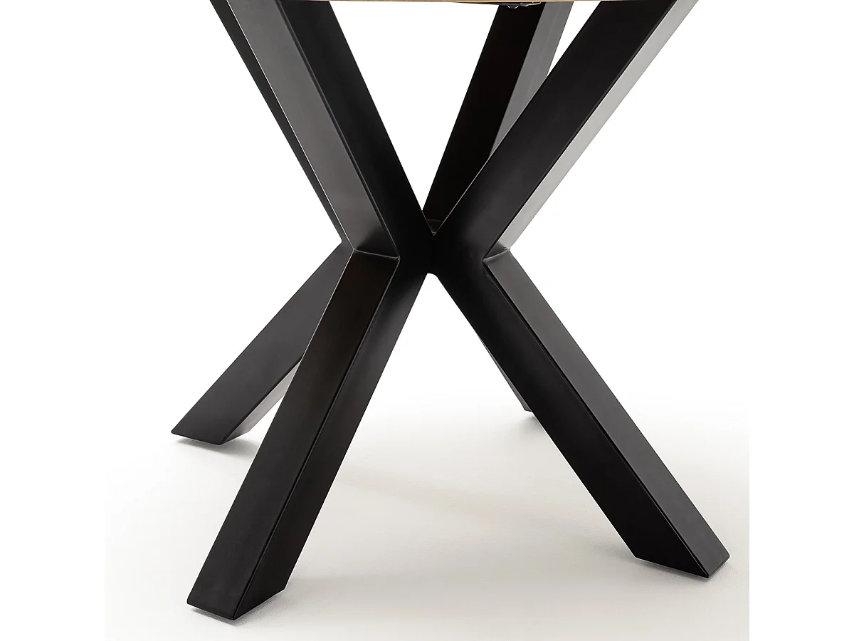 Table de salle à manger ronde en bois d'acacia coloris naturel, pieds en métal noir - diamètre 120 x hauteur 77 cm