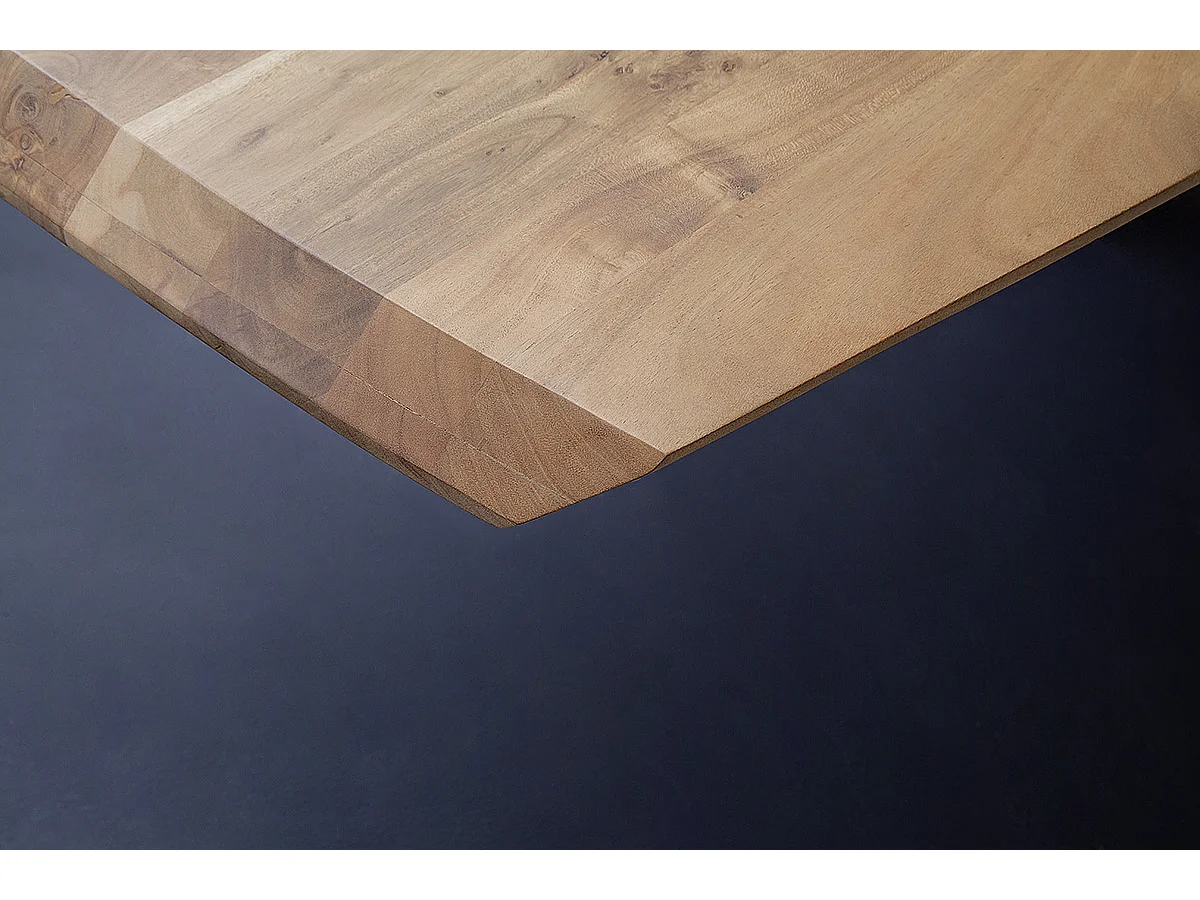 Table de salle à manger rectangulaire en bois d'acacia coloris naturel, pieds en métal peint coloris anthracite - longueur 200 x hauteur 77 x profondeur 100 cm