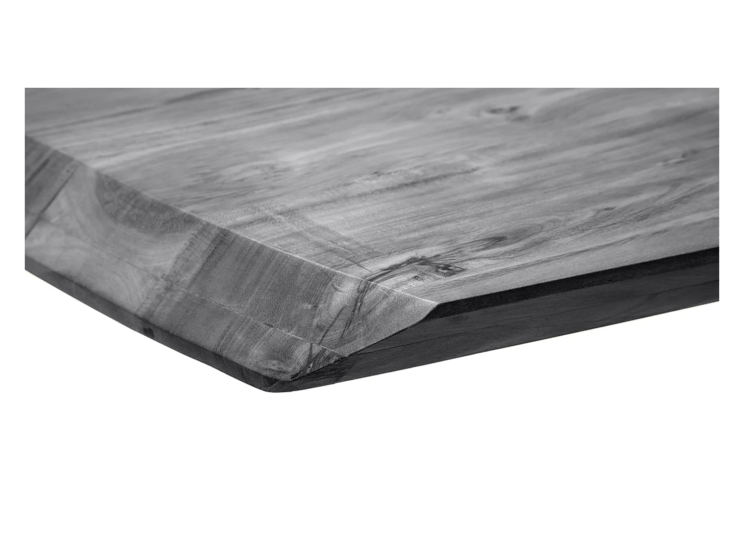 Table de salle à manger rectangulaire en bois d'acacia coloris gris, pieds en métal anthracite antique - longueur 220 x hauteur 77 x profondeur 100 cm