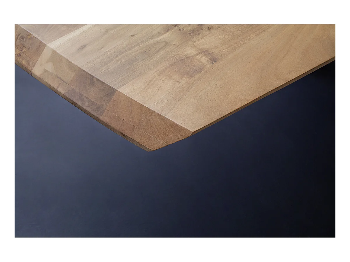 Table de salle à manger rectangulaire en bois d'acacia coloris naturel, pieds croisés en métal peint anthracite - longueur 180 x hauteur 77 x profondeur 100 cm