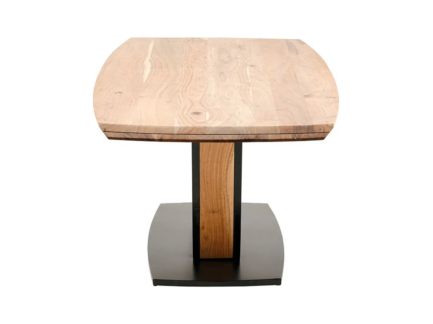 Table de salle à manger rectangulaire en bois d'acacia massif coloris naturel et métal laqué noir mat - longueur 180 x hauteur 77 x profondeur 100 cm