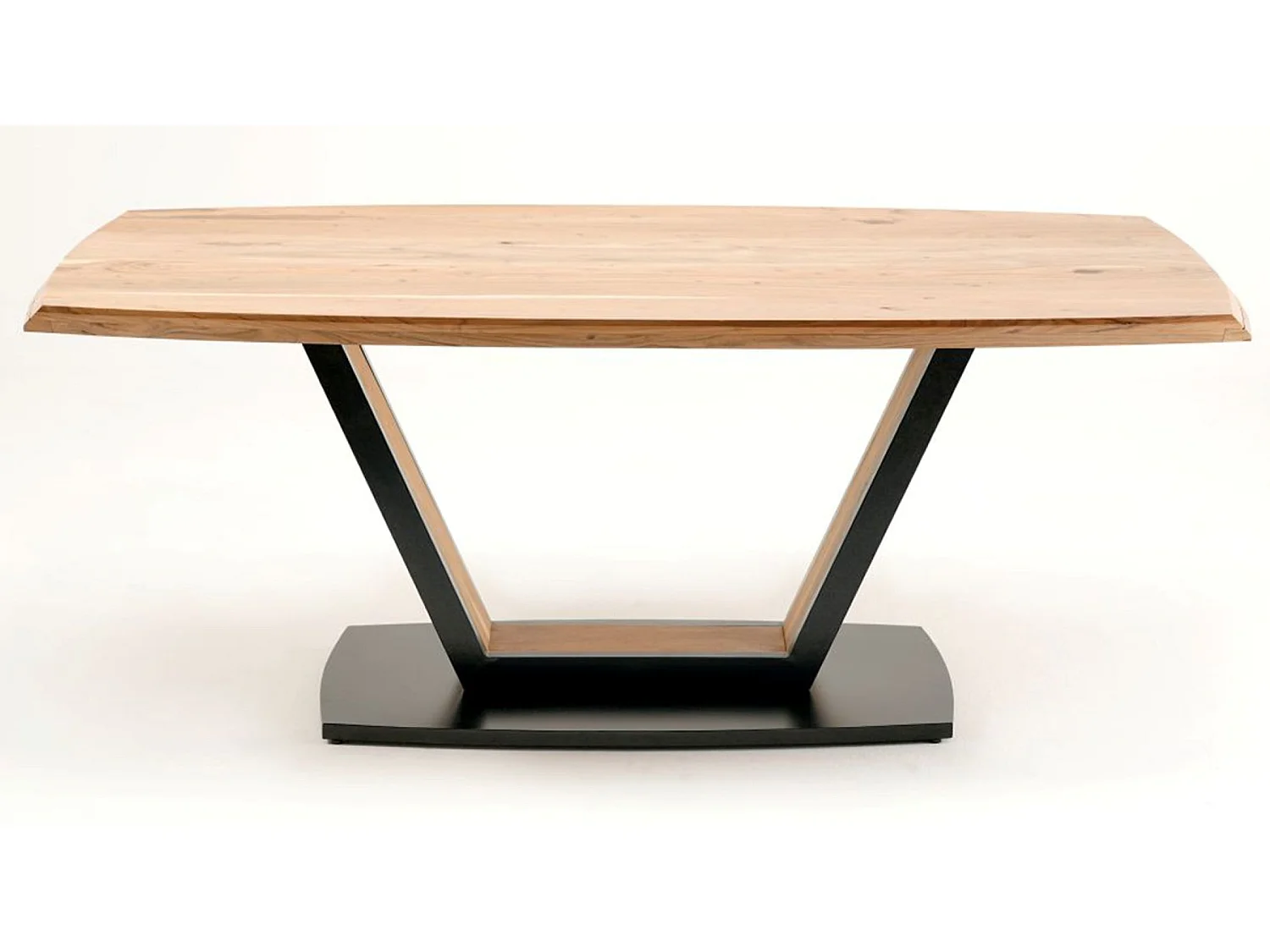 Table de salle à manger rectangulaire en bois d'acacia massif coloris naturel et métal laqué noir mat - longueur 200 x hauteur 77 x profondeur 100 cm