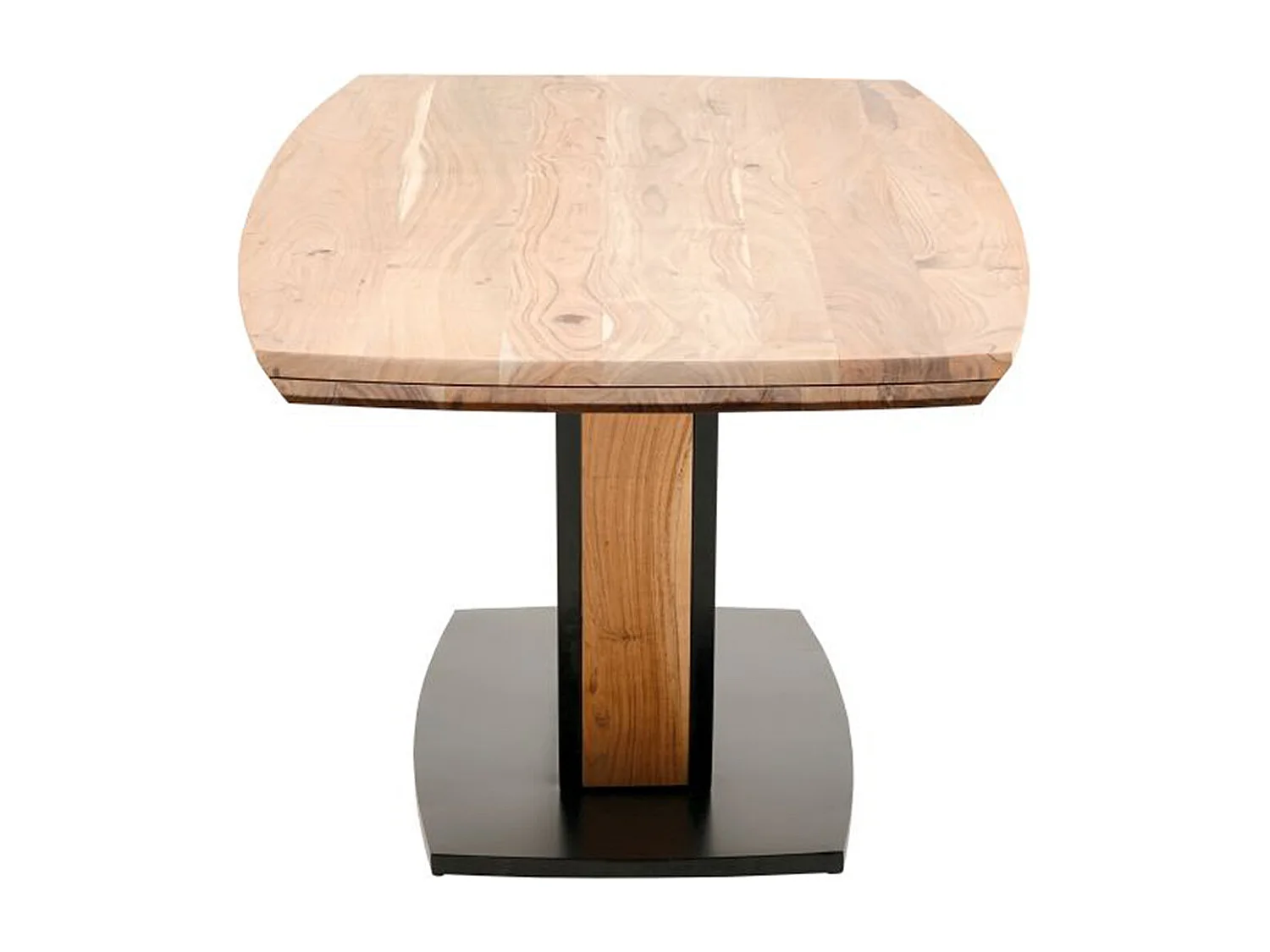 Table de salle à manger rectangulaire en bois d'acacia massif coloris naturel et métal laqué noir mat - longueur 200 x hauteur 77 x profondeur 100 cm
