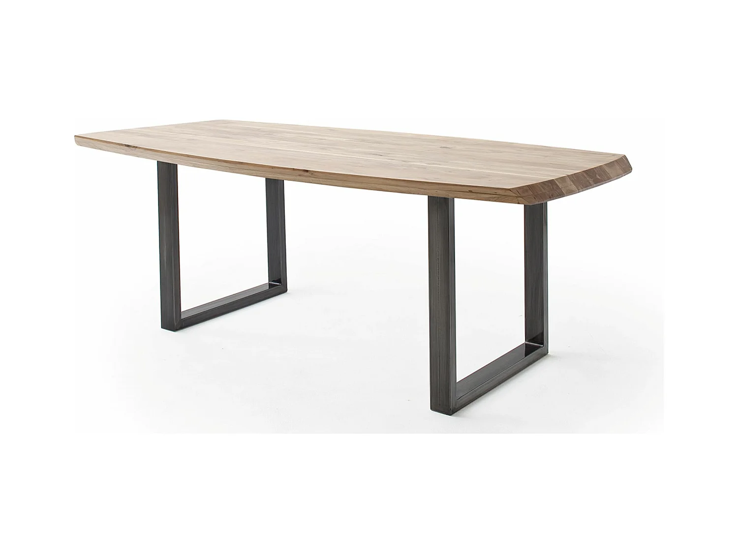Table de salle à manger rectangulaire en bois d'acacia coloris naturel, pieds en métal anthracite antique - longueur 180 x hauteur 77 x profondeur 100 cm