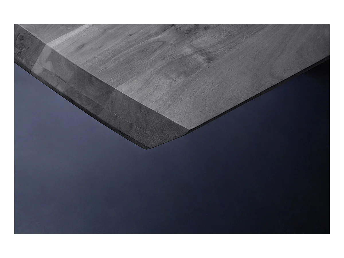 Table de salle à manger rectangulaire en bois d'acacia coloris gris, pieds croisés en métal peint anthracite - longueur 200 x hauteur 77 x profondeur 100 cm