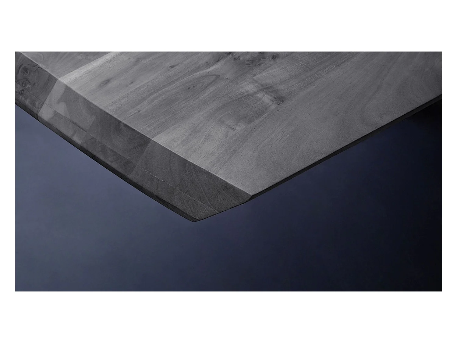 Table de salle à manger rectangulaire en bois d'acacia coloris gris, pieds croisés en métal peint anthracite - longueur 220 x hauteur 77 x profondeur 100 cm