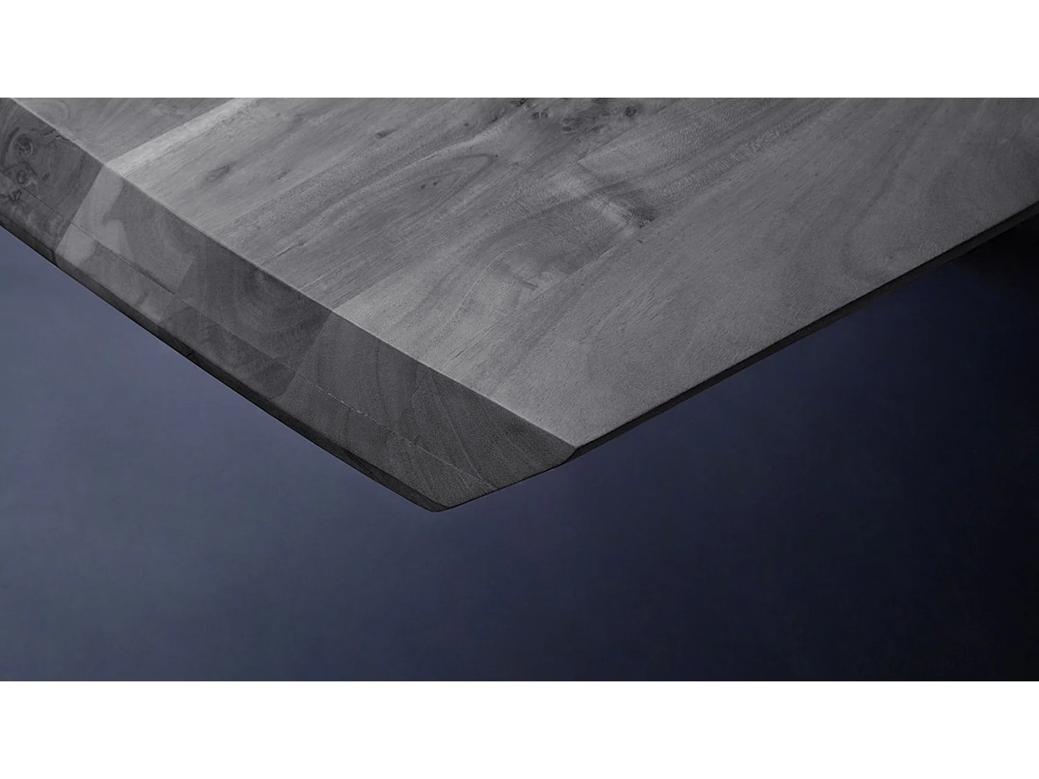 Table de salle à manger rectangulaire en bois d'acacia coloris gris, pieds croisés en métal peint anthracite - longueur 220 x hauteur 77 x profondeur 100 cm